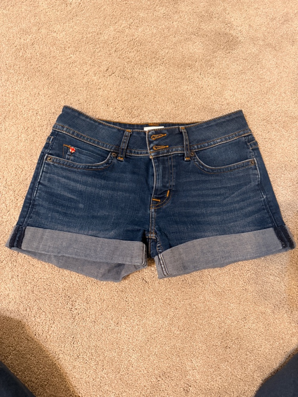 Hudson Jeans Ruby Dark Blue Rolled Cuff Denim Shorts